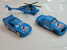 Disney Pixar Cars Dinoco 3 car Bundle McQueen Chick Helicopter Diecast 1:55