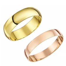 9K Yellow Gold / Warm Gold Filled Lady Men 3 / 4 / 6mm Wedding Plain Ring