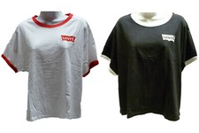 Levi Womens T Shirt Top The Perfect Graphic Tee Black White Batwing Logo New