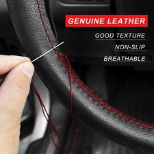 38cm 15'' Genuine Leather Car Steering Wheel Glove Cover DIY Sewing Punched Van