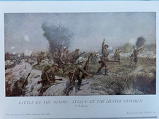 Original Vintage 1930 Print Battle of the Somme: Attack of the Ulster Division