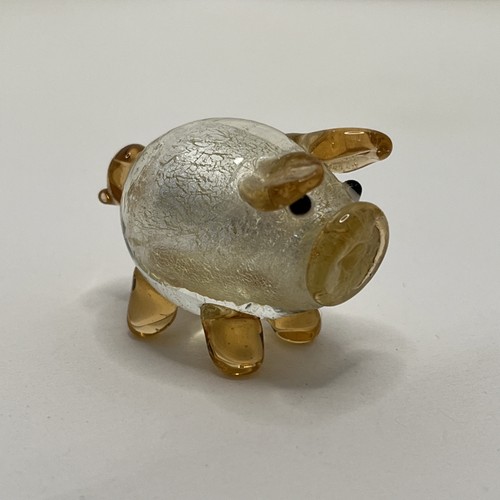 Miniature murano art glass pig - glass,