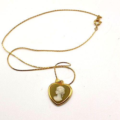 Heart cameo pendant necklace - cameo,