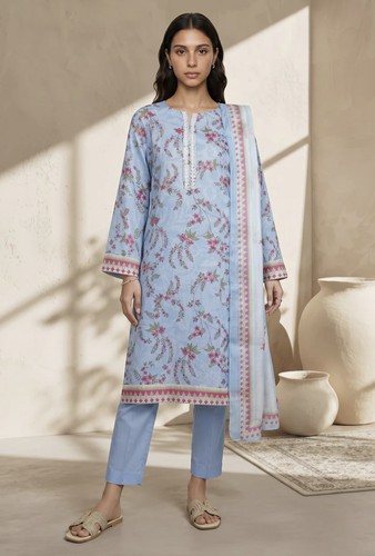 Piece lawn printed stitched - lawn,