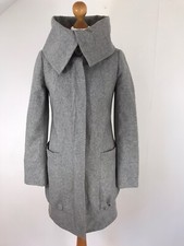 Topshop Grey Wool Blend Zipper 2 Pocket 3/4 Length Tulip Ballon Hem Winter Coat8