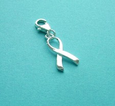 925 AWARENESS Charm Sterling Silver / CLIP ON / Sterling Trigger/ Lobster Clasp