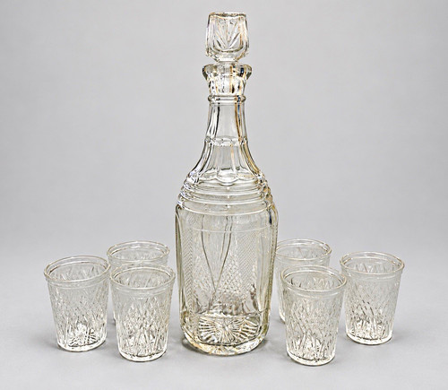 Unmarked clear cut glass - cut,