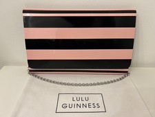 Lulu Guinness Pink & Black Striped Perspex Natalie Clutch Bag With Strap