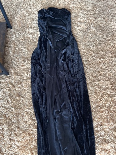 Black faux velvet dress - faux, up