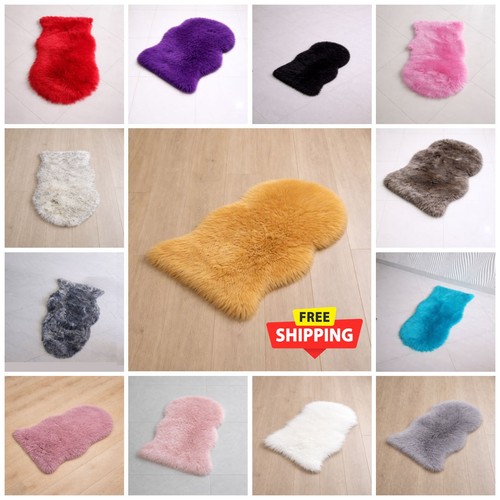 Large faux fur sheepskin rug - large,