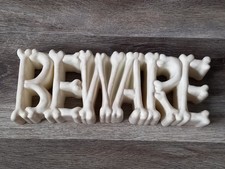 Skeleton BEWARE Bone Sign Decoration Halloween Decor Haunted House Prop 