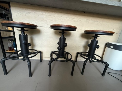 Industrial style high - , stools