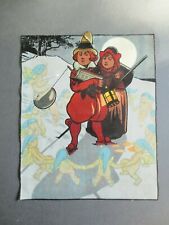 Edwardian Scrap Cut Out Two Children Toys Encircled by Fairies From Scrap Album