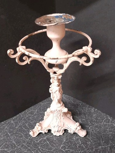 Antique metal candle holder - candle,