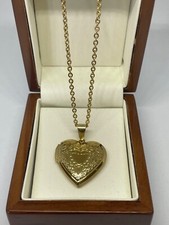 9k Gold Large Double Love Heart Locket Pendant Filled Necklace 20 Chain FREE Box