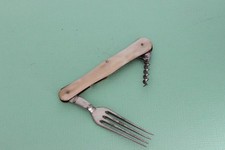 Antique Military Officers rare folding corkscrew and fork.