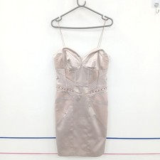 Karen Millen Satin Corset Mini Dress UK 14 Pink Party Strappy RMF29-SM