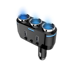 3-Way 12V Dual USB Car Charger Power Adapter Cigarette Lighter Socket Splitter
