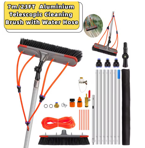 Water fed solar panel brush - water,