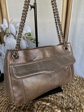 Rebecca Minkoff genuine leather metallic shoulder bag WELL USED