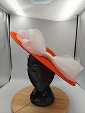 orange white large fascinator millinery burlesque headband wedding hat ascot