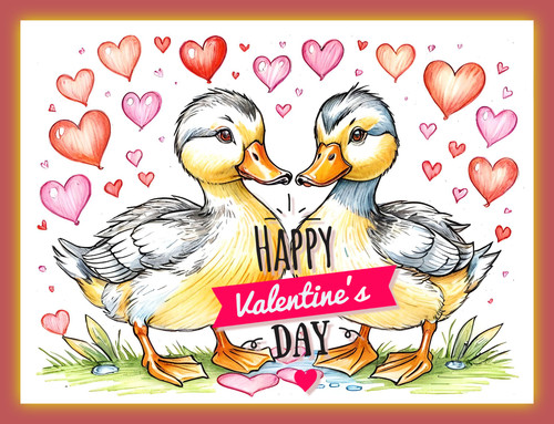Cute ducks valentine - ducks, valentine's