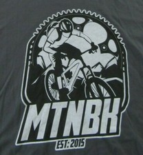 MTNBK Est. 2015 Mountain Bike Trail Riding All Terrain Biking Gray T Shirt Sz M