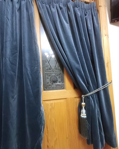 Vintage velvet curtains blue - velvet,