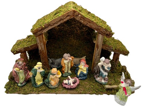 Vintage nativity set wooden - nativity,