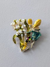 Beautiful Enamel Flower Fairy Brooch