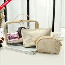 Waterproof Make Up Organizer PVC Cosmetic Clutch Wash Toiletry 3Pcs Set Bags