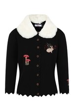 BANNED Apparel Womens Black Fur Retro Vintage Woodland Hippie Rabbit Cardigan