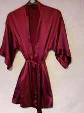 Ladies Wine Satin Feel Belted