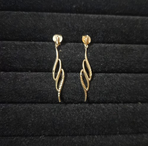 9ct gold dangle drop earrings - gold, dangle/drop
