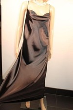 VTG BLACK SUPER SILKY GLOSSY LIQUID SATIN POLY NIGHTDRESS, SIZE 20 LONG