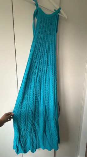 Blue knitted bodycon - bodycon, maxi