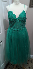 ASOS Design Premium Lace Cami Top Tulle Midi Dress in Green - UK 16