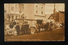 1913 Fire Department Antique Fire Engines Truck Wagons Pumper Horses Napa CA PC