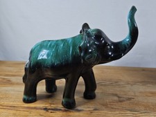 VINTAGE BLUE MOUNTAIN POTTERY ELEPHANT FIGURINE CANADA GREEN BLACK DRIP GLAZE