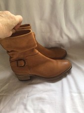 Ladies Next Tan NUBUCK Leather Ankle Boots Size  7 New Wide Fit