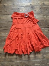 Phool Orange Midi Skirt Round