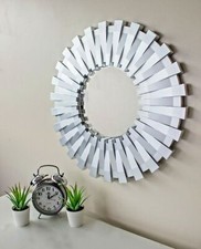Large Wall Hanging Round Mirror Sunburst Silver Home Decor Mount Bedroom 50 cm