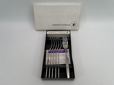 Vintage Oneida Community Stainless Venetia Willo O Wisp Dessert Forks x 6 Boxed