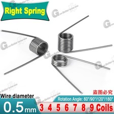 Torsion Spring (pack of 10), 0.5mm Wire diameter, 3mm - 6mm OD, Right spring