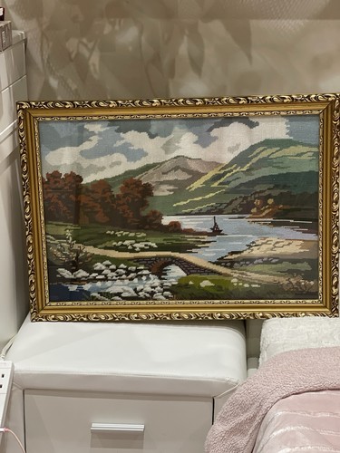 Framed finished cross stitch - framed,