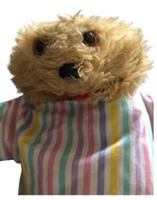 Gordon the Gopher Vintage Plush Hand Puppet in Pyjamas Squeaky Toy Telitoy 80s
