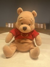 Disney Winnie the Pooh Plush Bear Red Shirt with embroided Pink Buttrfly patch