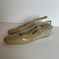 Russell & Bromley Brown Broderie Espadrille Wedge Slingback Sandals UK 5.5