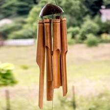 Bamboo Wind Chime Tube Chimes 25" Classic Zen Wooden Windchime Ornament Bells UK