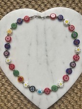 Vintage Murano Glass Millefiori Bead Necklace